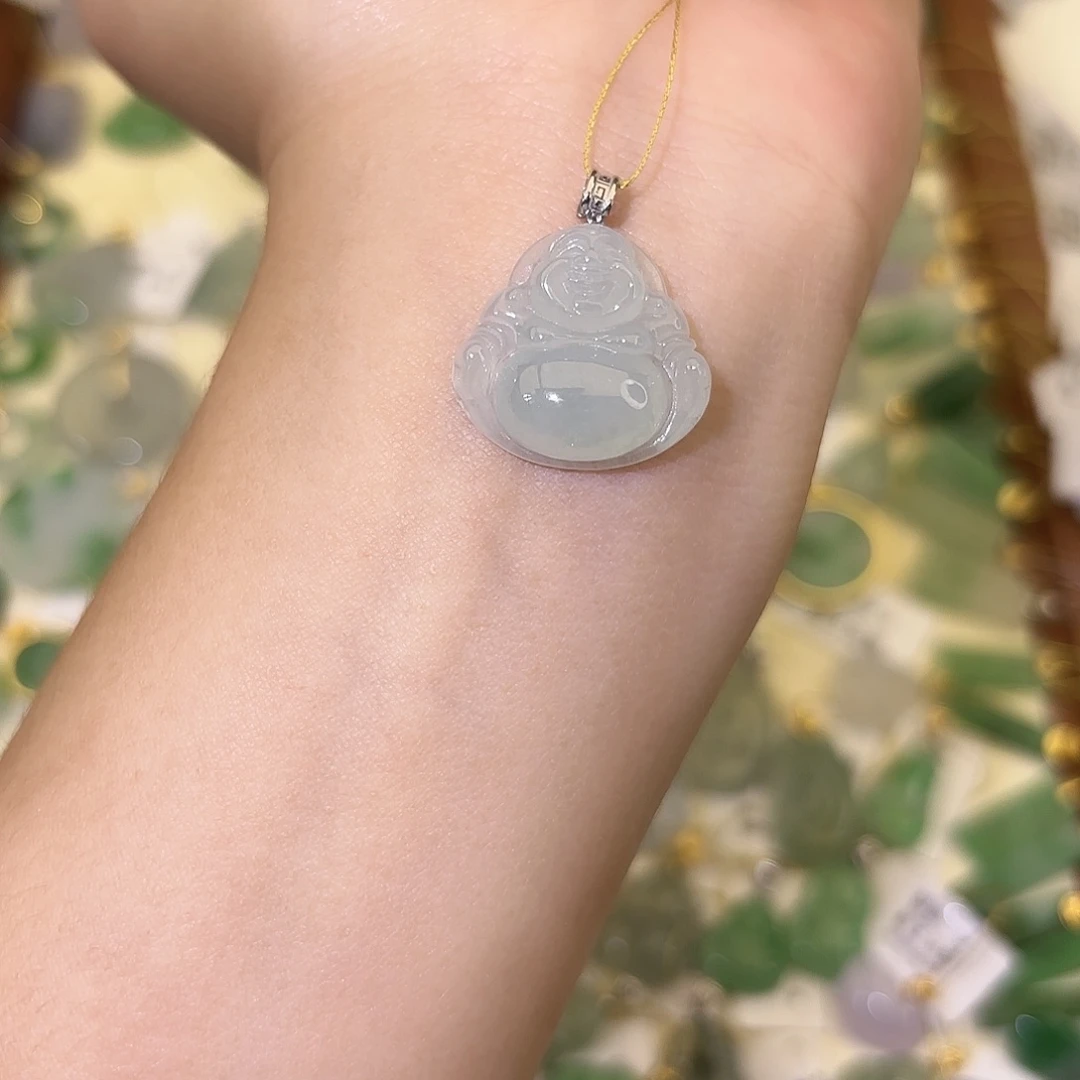 翡翠18K金镶嵌颈饰佛公