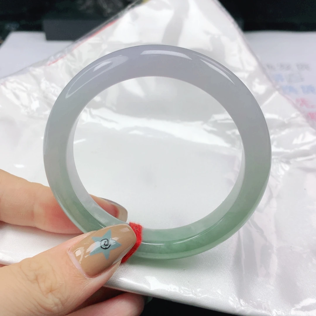 翡翠未镶嵌手镯翡翠51.9冰润春彩窄版正圈