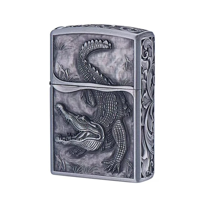 佐罗鳄鱼(本色)金属煤油打火机精美浮雕防风打火机【需自配油】
