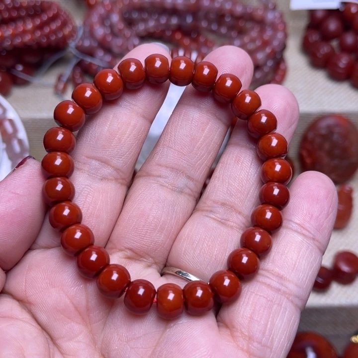 南红玛瑙未镶嵌手链8 M苹果