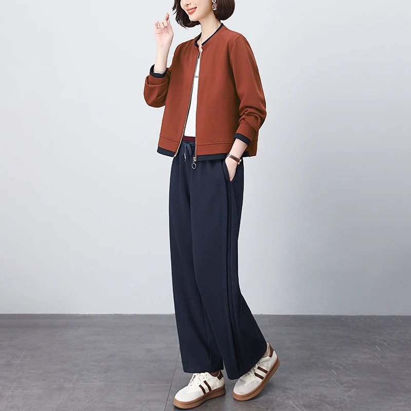 休闲运动套装女春秋2025年新款中年妈妈时尚洋气减龄阔腿裤两件套