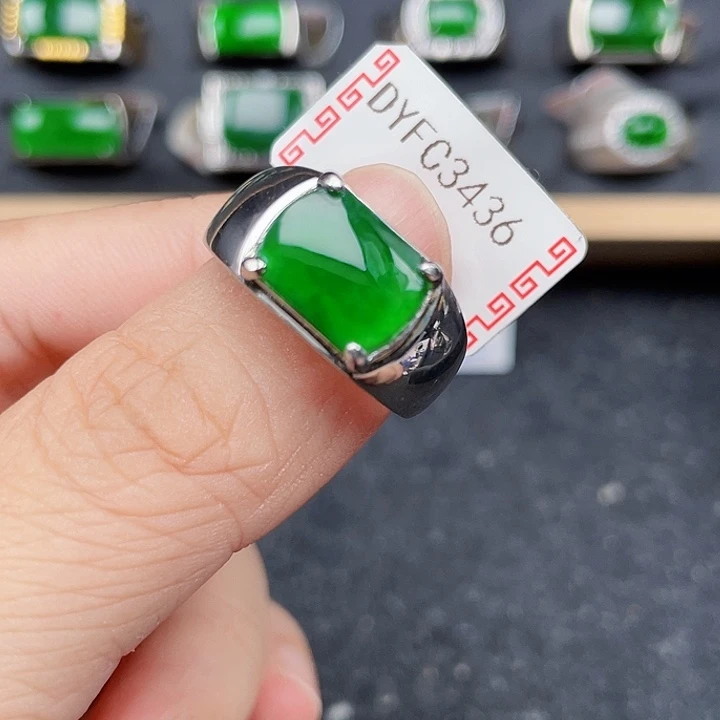 小****翡翠戒指银S925镶嵌编号3436没运费险