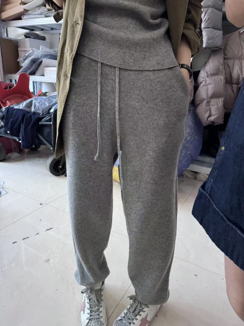 好久不见灰色针织羊毛裤