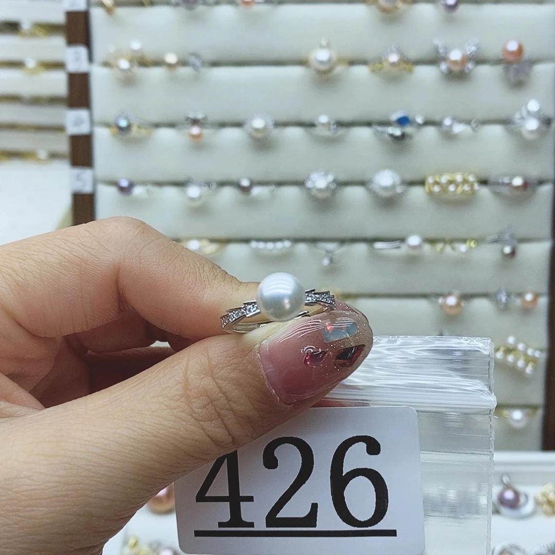 淡水珍珠戒指银S925镶嵌x**o426