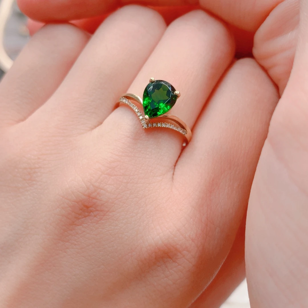 戒指透辉石18K金镶嵌