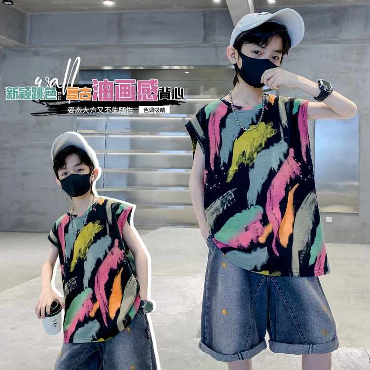 男童夏装背心套装2025新款中大儿童装夏季痞帅气夏款酷帅气时髦潮