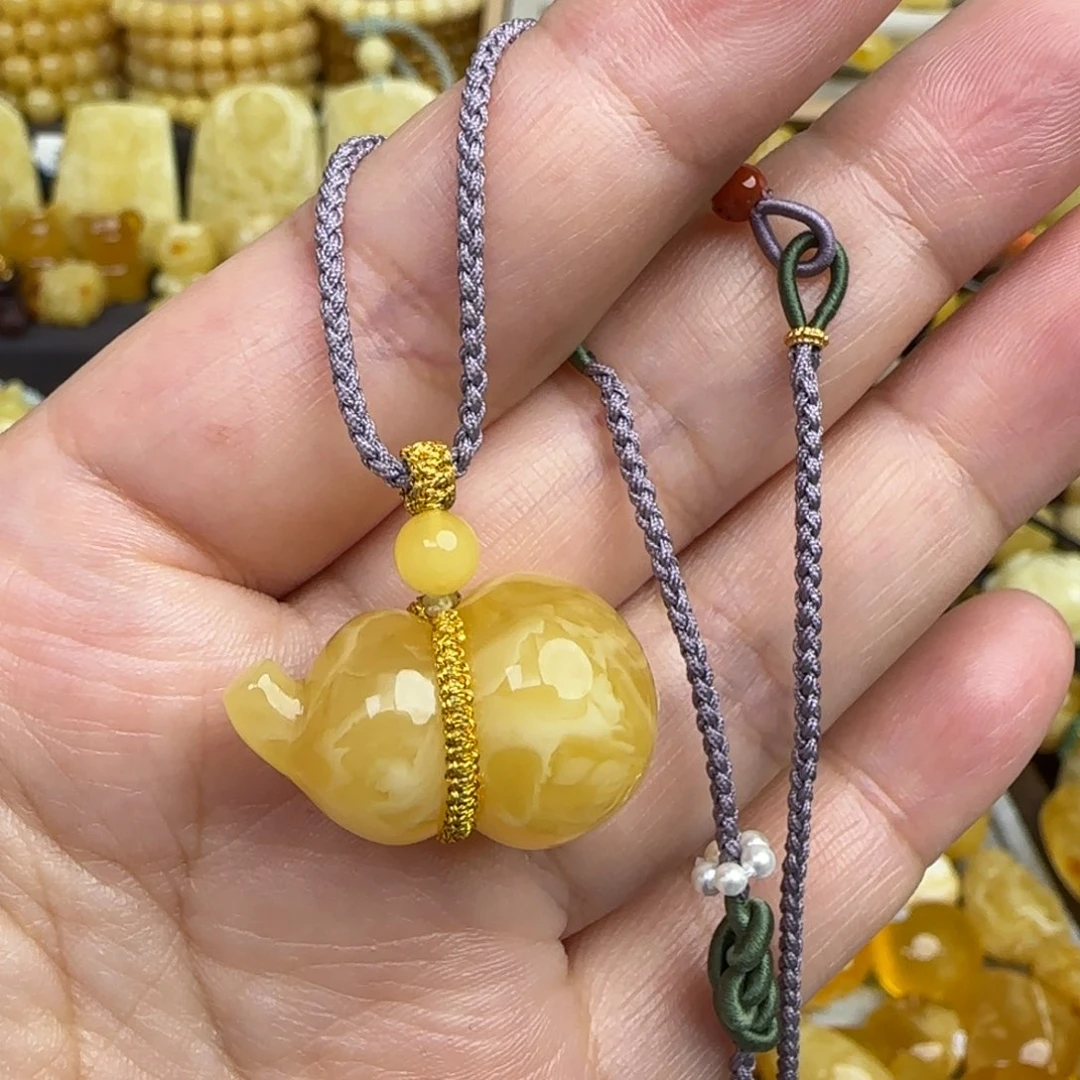 未镶嵌套链蜜蜡天然俄料蜜蜡葫芦吊坠