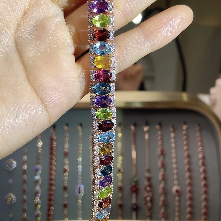 手链石榴石银S925镶嵌