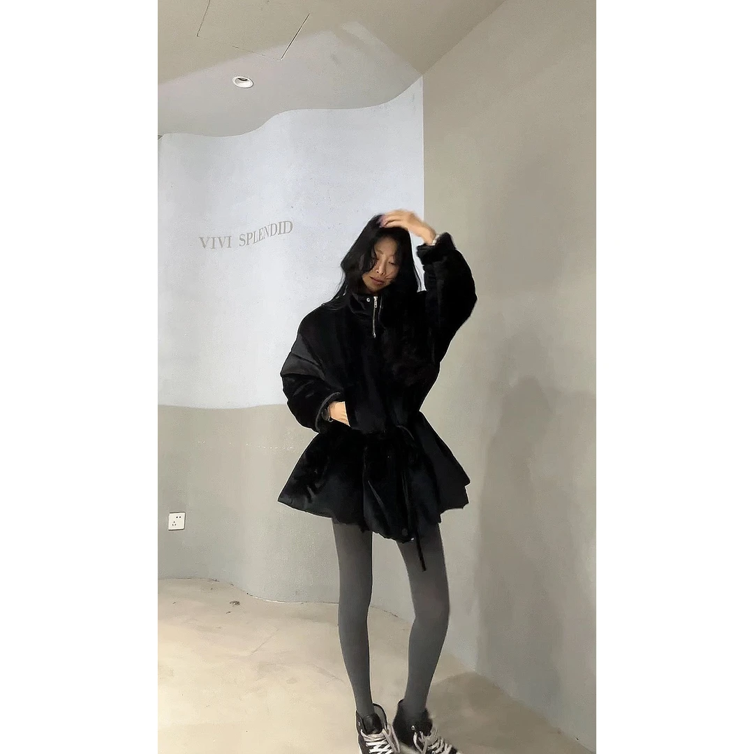 19617（定制款NO退NO换）丝绒收腰芭蕾风棉衣