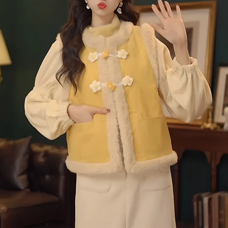 圆领拼接保暖马夹2025冬季新款韩系百搭极简风双面床棉袄无袖外套