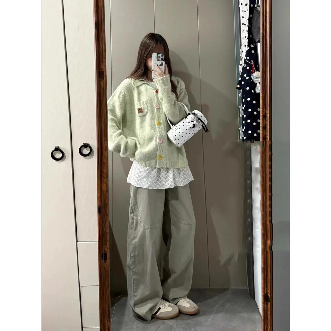 2025新款百搭毛衣多巴胺外套宽松秋季甜美设计针织开衫上衣