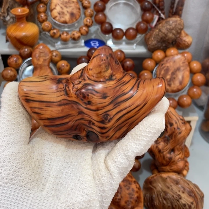 柏木太行崖柏陈华造型天然元宝小摆件