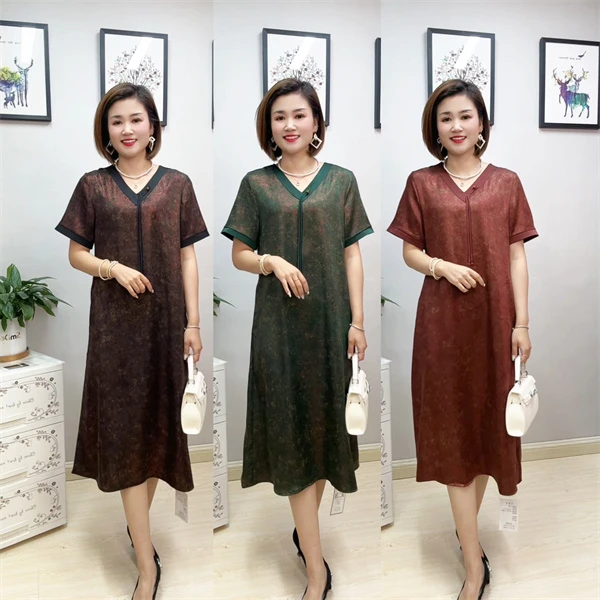 96825新款烫金步摇时尚显瘦连衣裙