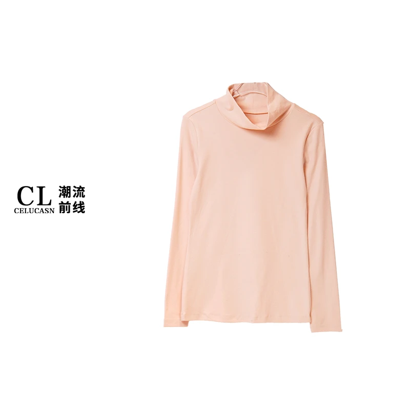 MAVF2T10#冬季新款纯色半高领气质微弹修身内搭棉上衣