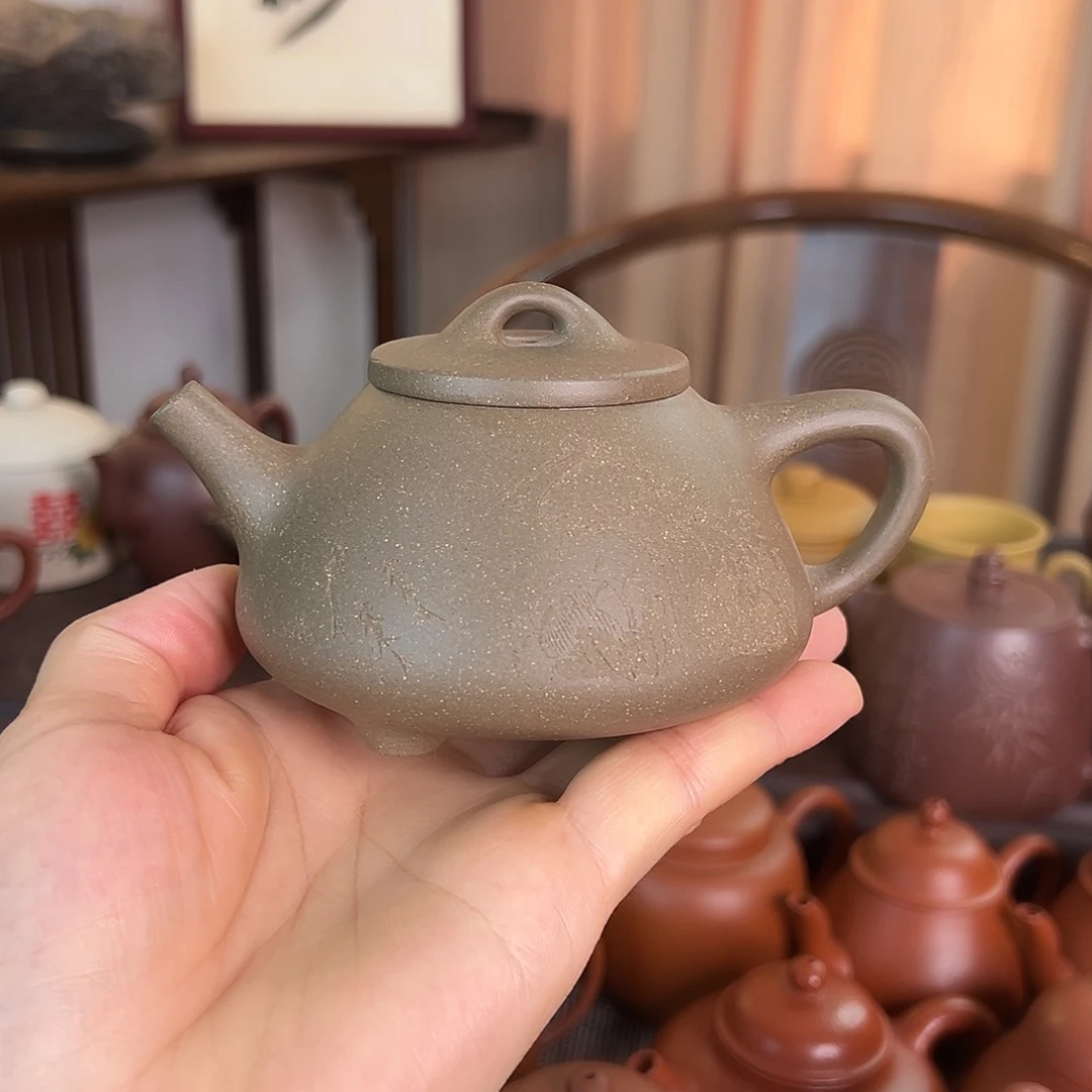 茶壶紫砂精品原矿 子冶刻绘 青段 200cc