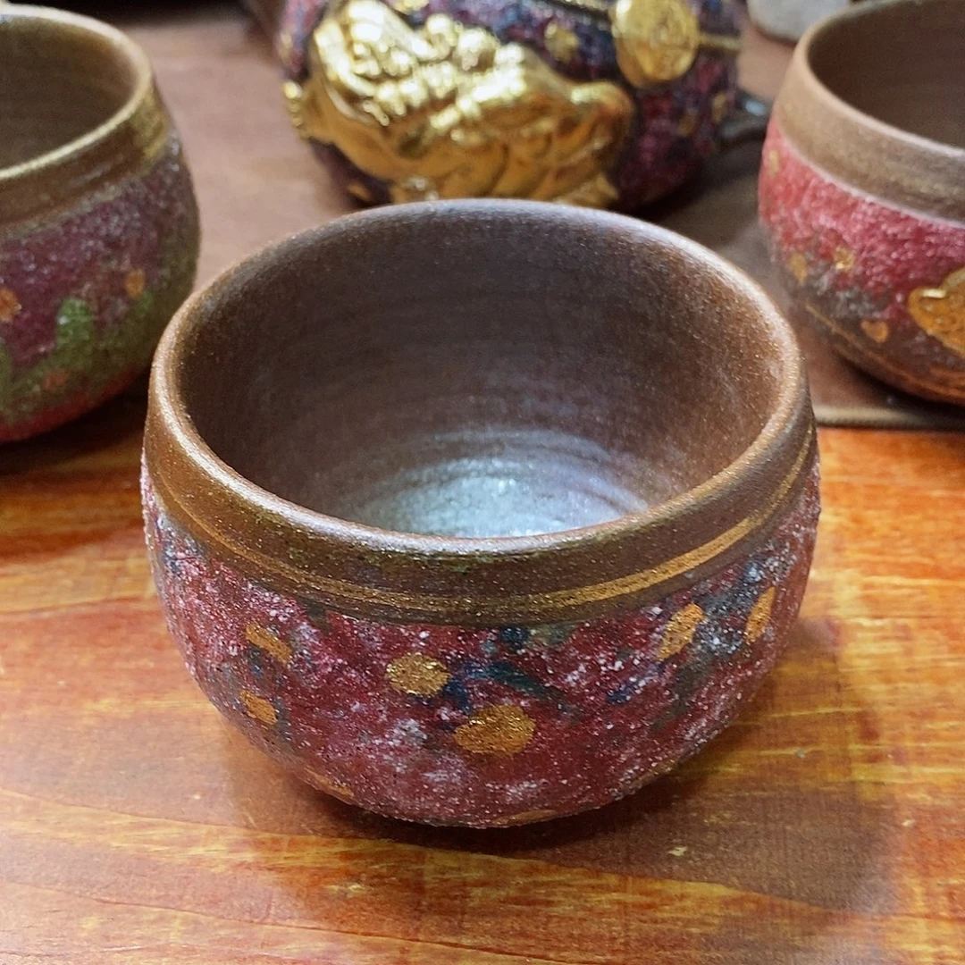 粗陶志野柴烧茶器