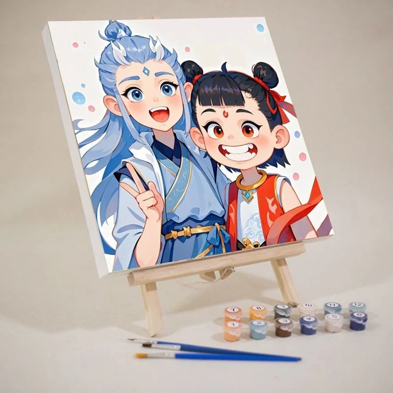 哪吒敖丙diy数字油画2025新款手工填色丙烯油彩画手绘治愈装饰画