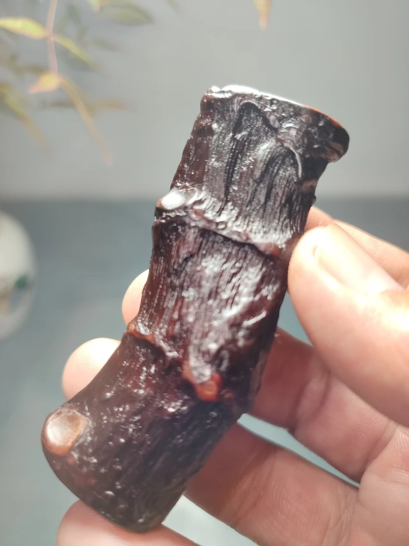 天然彩色竹根文玩手把件异型摆件掌中宝