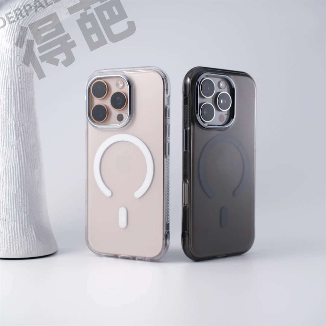 得葩半透防滑边框苹果17promax磁吸手机壳iphone16防摔气囊15/14