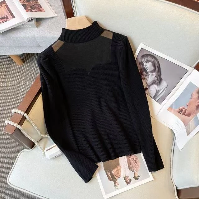 231号米白色、黑色弧形镂空百搭限量款打底毛衣