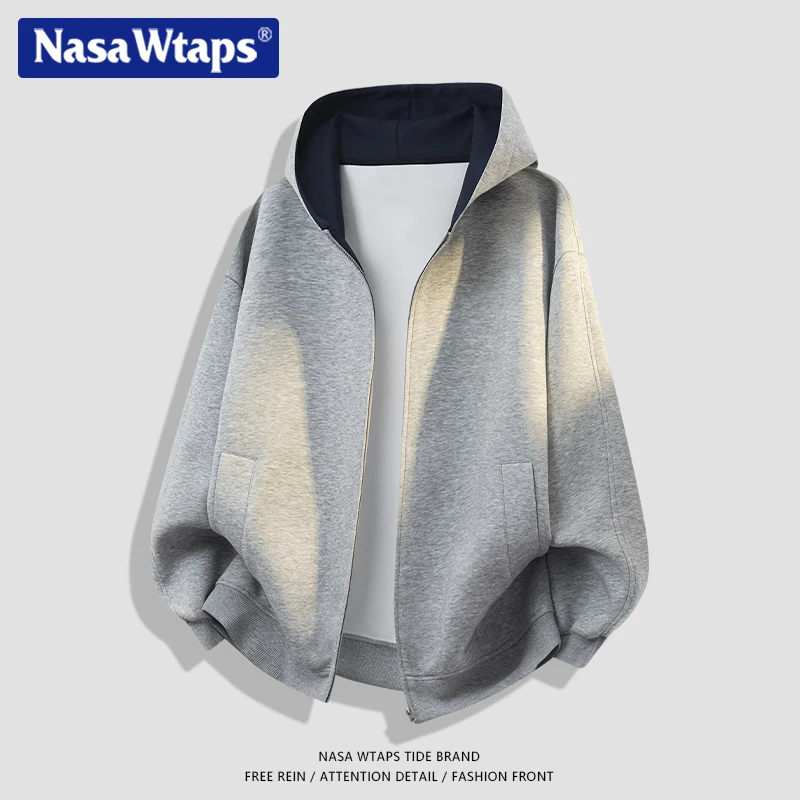 NASA WTAPS重磅开衫连帽卫衣男款春秋季高级感情侣连帽夹克外套潮