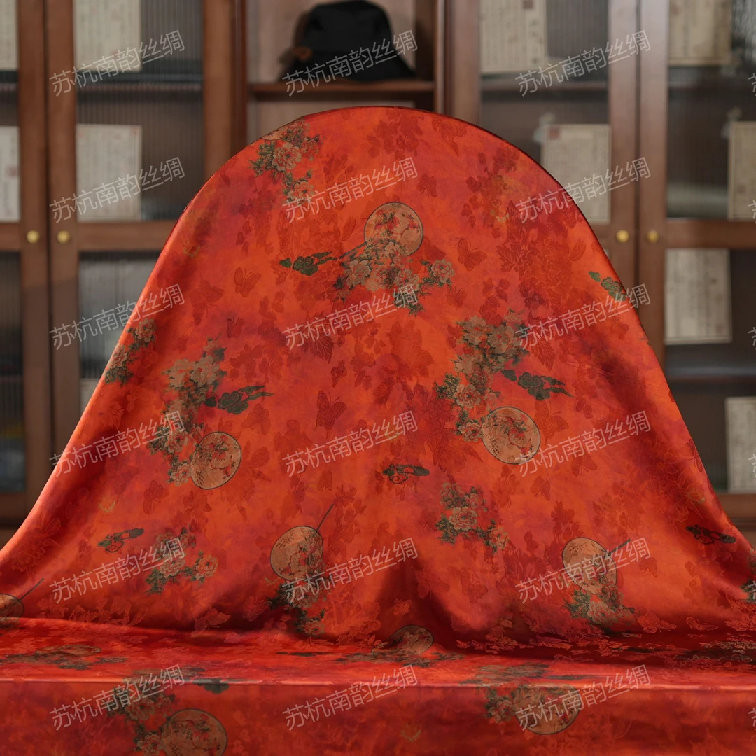 新【C135-163 流霞】140*140丝巾桑蚕丝国风油画双面高档时尚中式