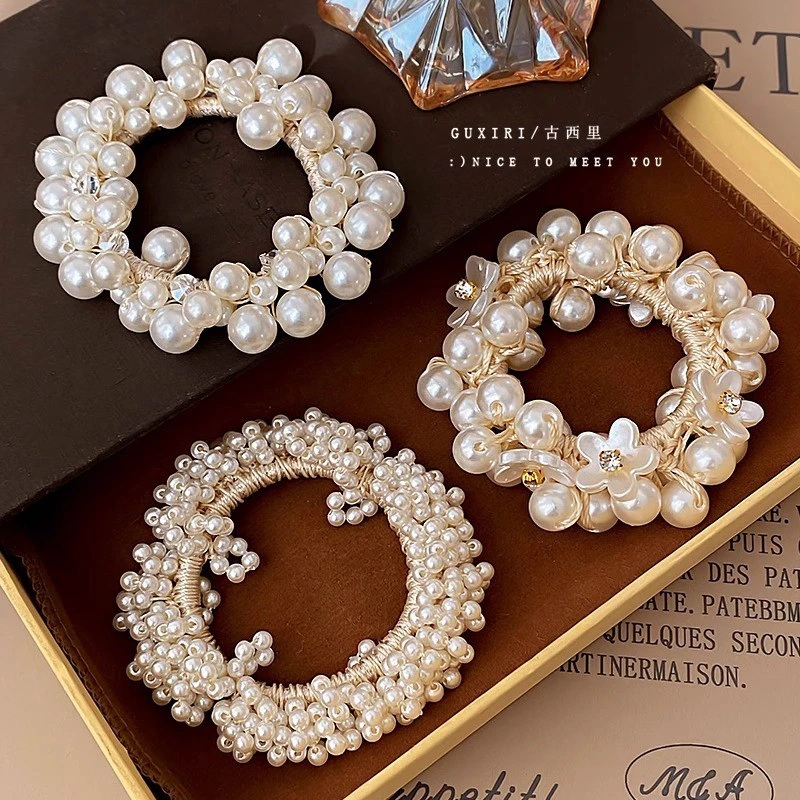 珍珠大肠发圈女网红2025新款韩系头绳低丸子头发绳皮筋高级感头饰