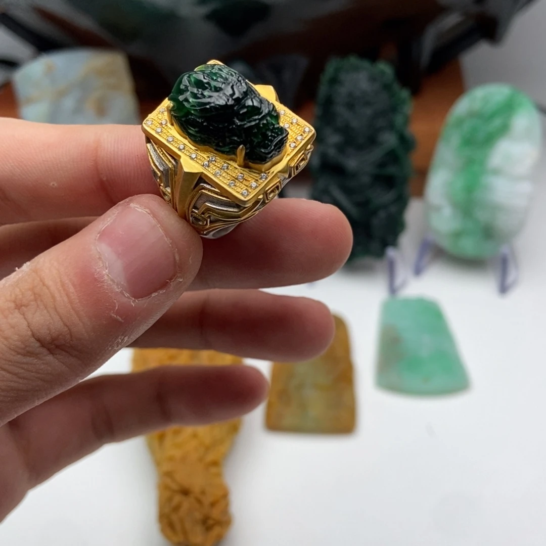 未镶嵌定制翡翠龙头扳指