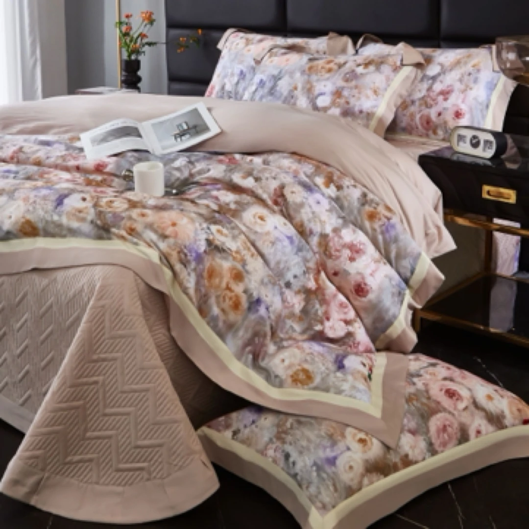 【懒太太家纺】仲夏庄园  新品天丝棉数码印花系列床盖款四件套