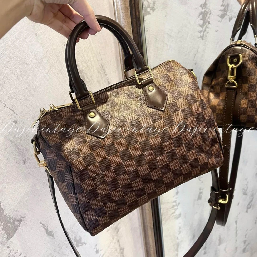 95新 LouisVuitton/路易威登 大吉中古/Lv棋盘格speedy25肩带款斜