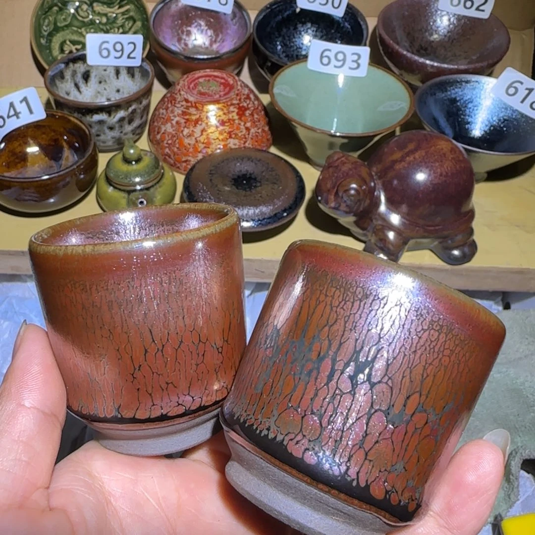 茶盏福建盏茶器两只瑕疵