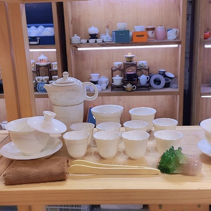 水墨千里羊脂玉套装