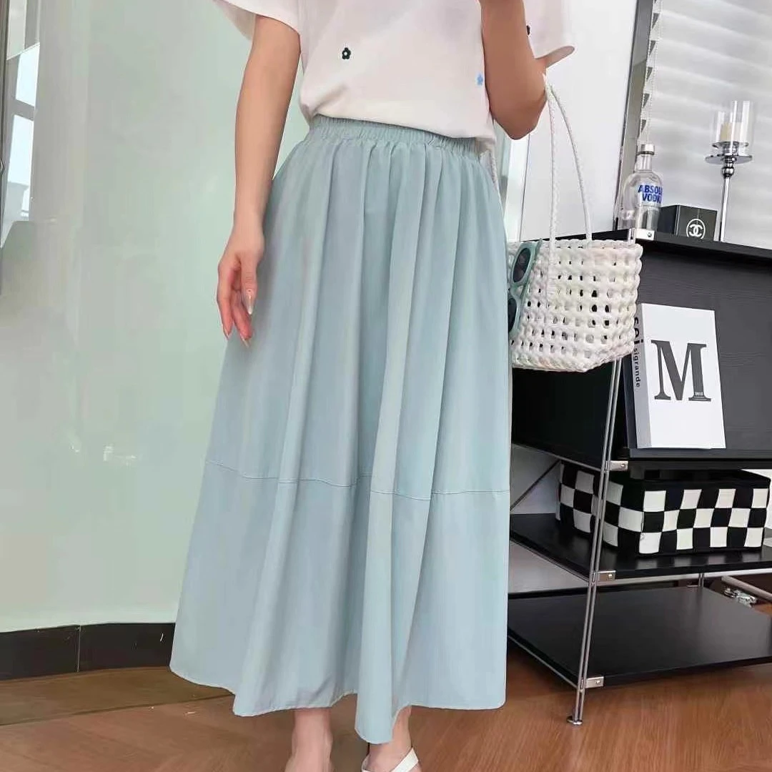 Meiky饼 小个子 马卡龙色系松紧腰抗皱半身裙 6色 #1674