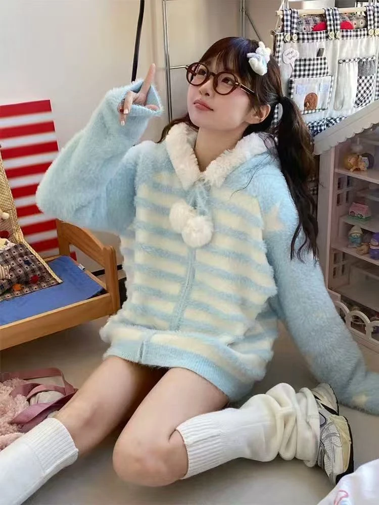 【编码601-625】新款百搭外穿韩系宽松慵懒风圆领长袖套头开衫毛衣