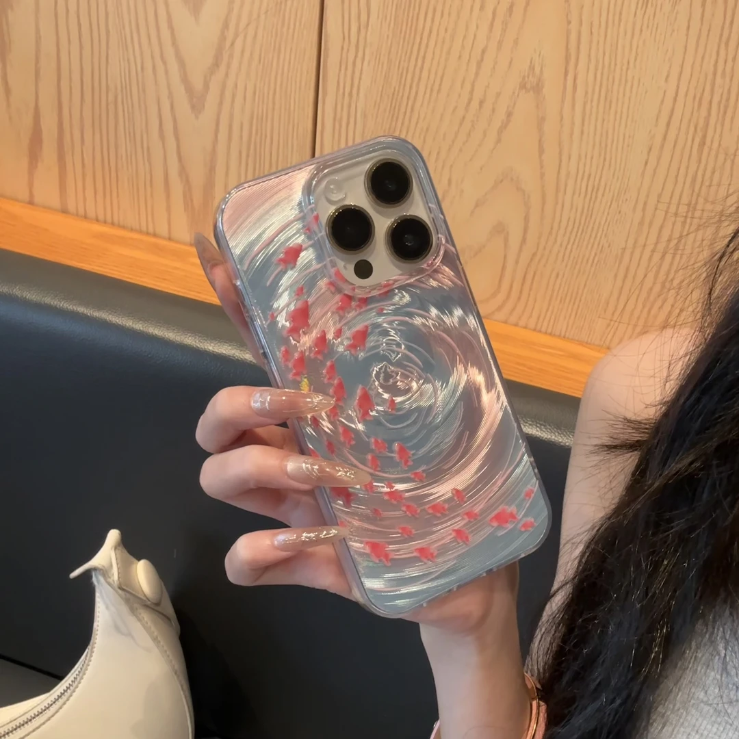 夕与空漩涡渐变金鱼适用苹果16/15手机壳华为P70vivo小米15oppo套