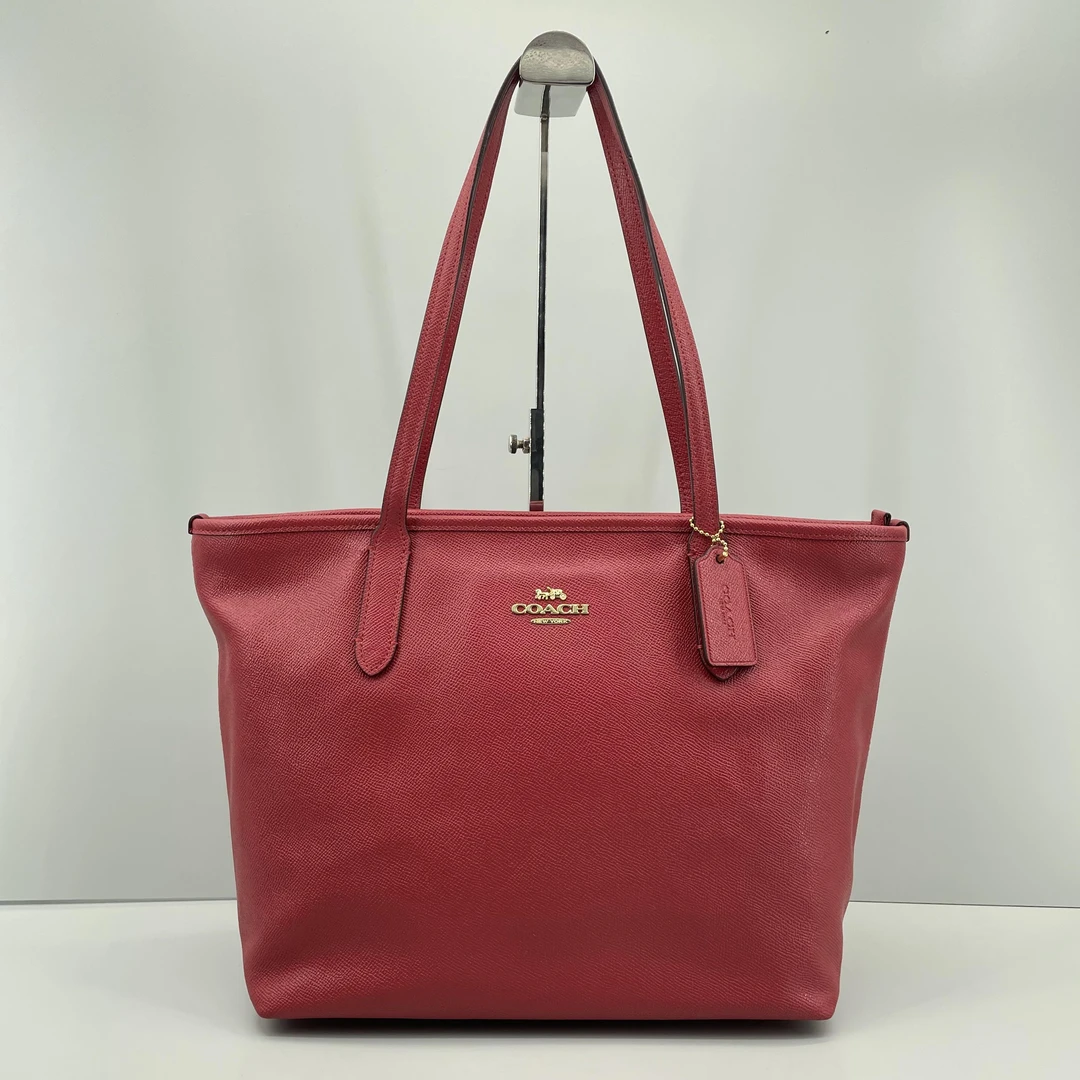 95新 COACH/蔻驰 city30红色单肩托特包30*26*14cmE010306