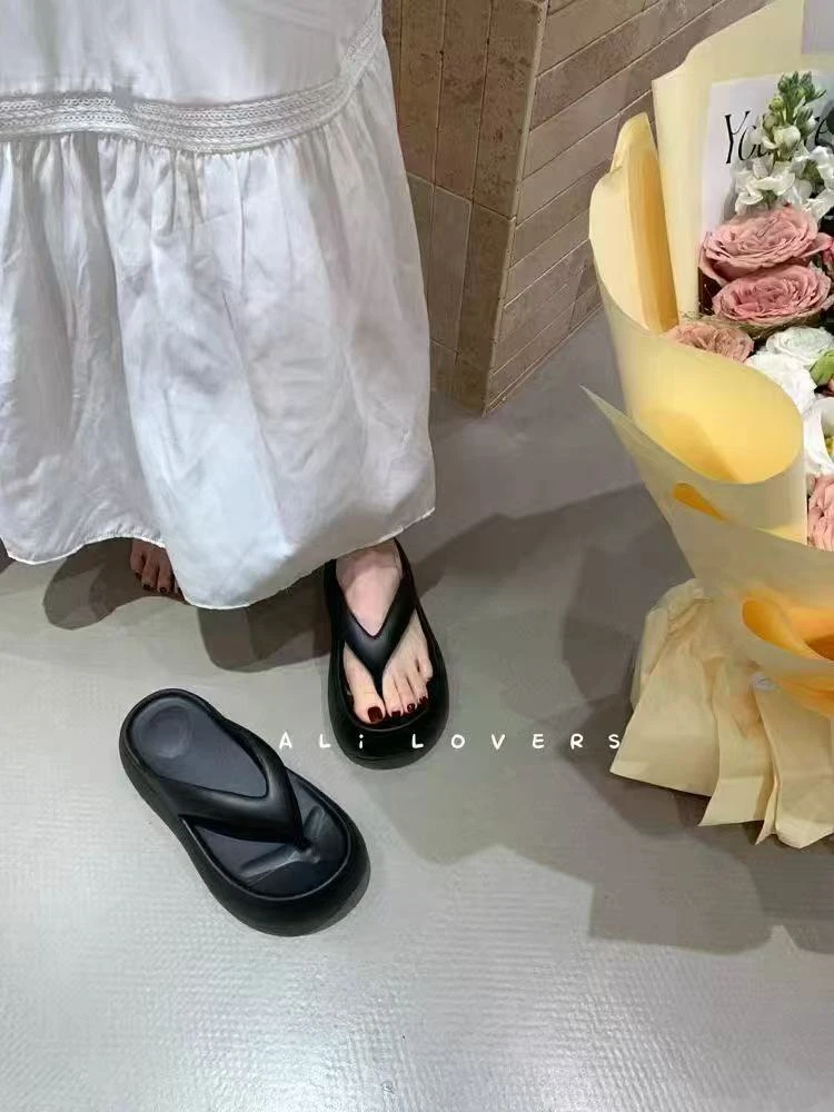 增高厚底人字拖女外穿面包拖鞋夹脚凉拖981