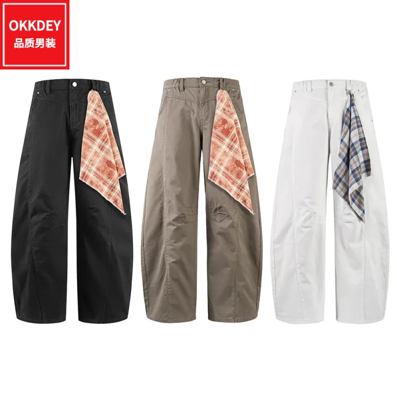 夏季新款男士休闲长裤高级感潮流美式弯刀裤轻奢痞帅宽松工装裤子