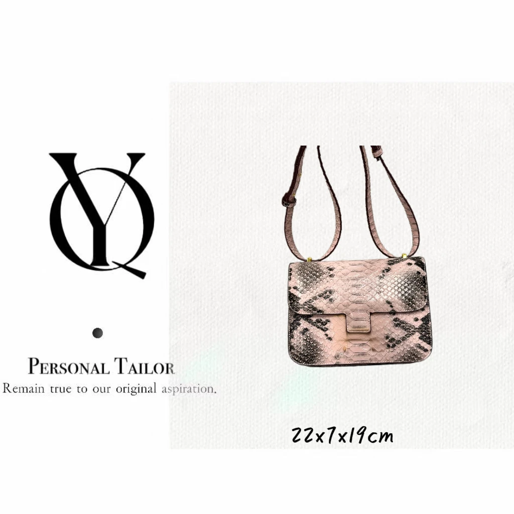 YUQIAO/【Black pink】进口真皮压纹腋下斜挎包中古粉黑008蛇纹粉