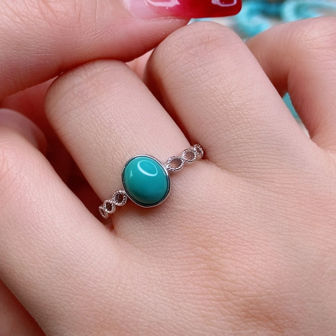 绿松石戒指银S925镶嵌