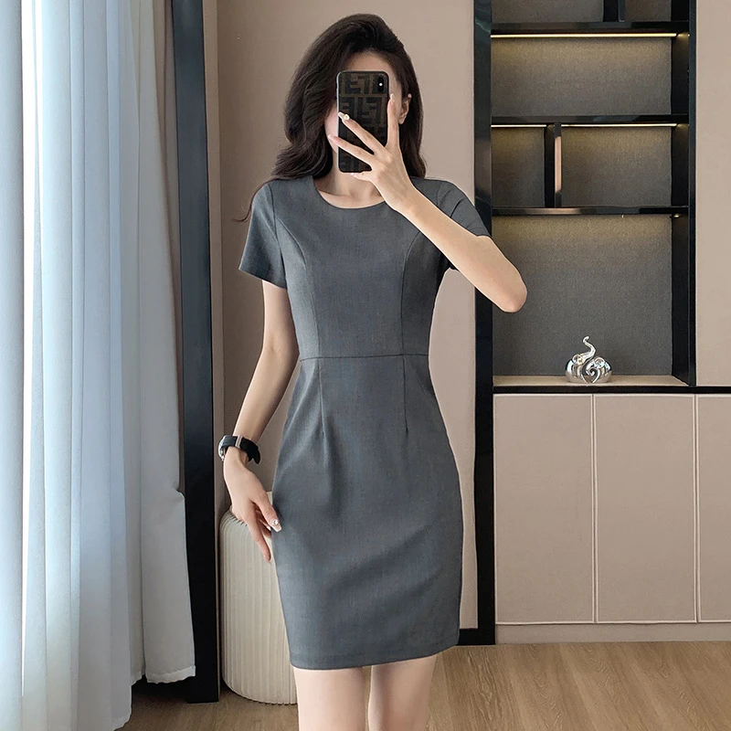 职业装连衣裙气质美容师工作服夏季新款酒店前台接待工作装女空乘