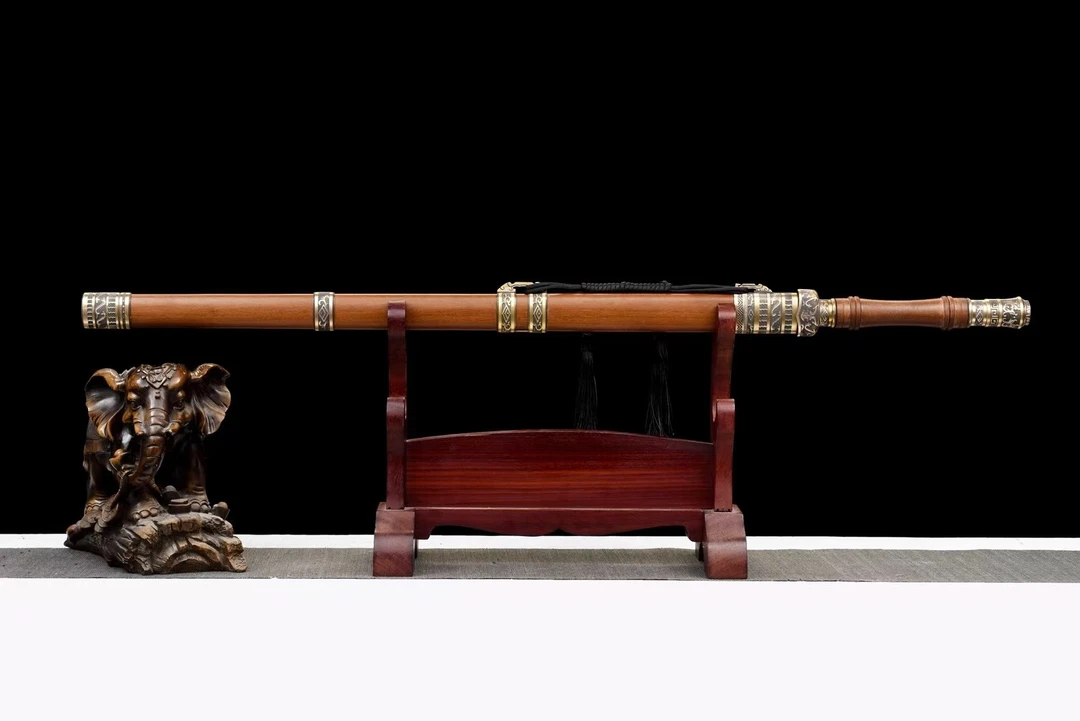 卧龙-唐剑-黄铜百炼钢八面剑身-未开刃