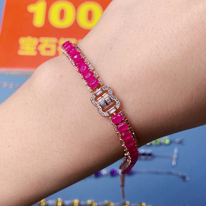 红宝石手链银S925镶嵌