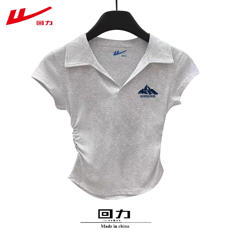 回力棉夏季夏装POLO修身短款辣妹多巴胺短袖t恤女新款显瘦翻领
