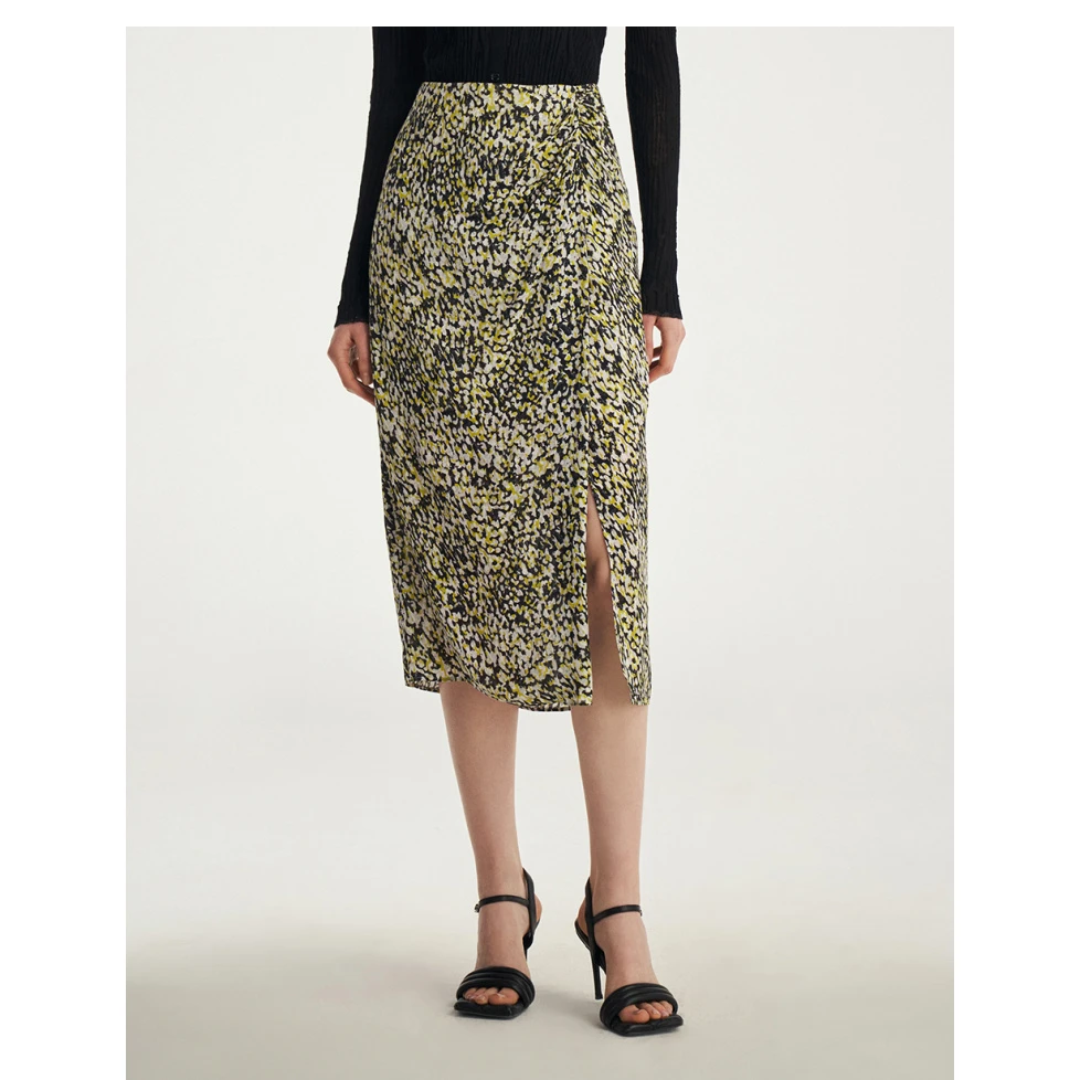 【晨粉专享】Laurel秋冬艺术印花中长款半裙女LWL343Q04900