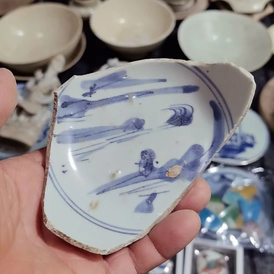 瓷片青花影青杯垫学习标本