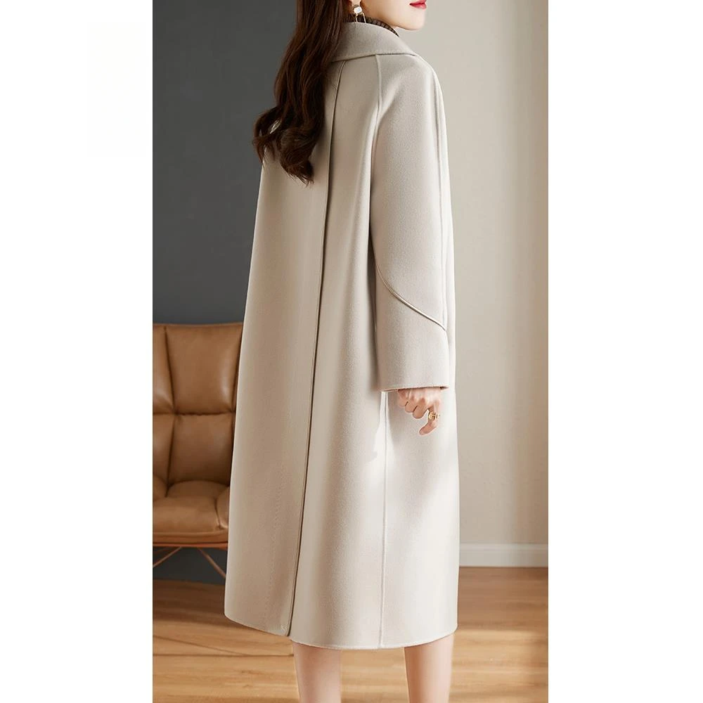 高端双面呢大衣零羊绒长款气质过膝女装2025秋冬季新款毛呢外套女