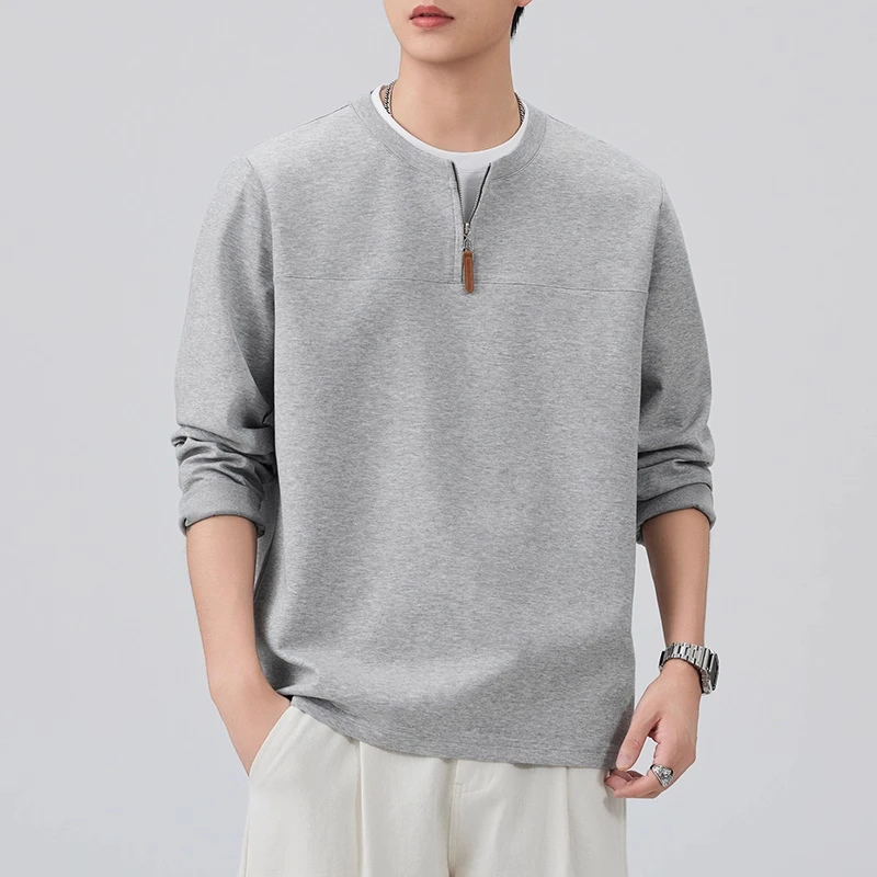 凡客依舍亨利领长袖t恤男士秋季新款假两件卫衣男潮流休闲打底衫