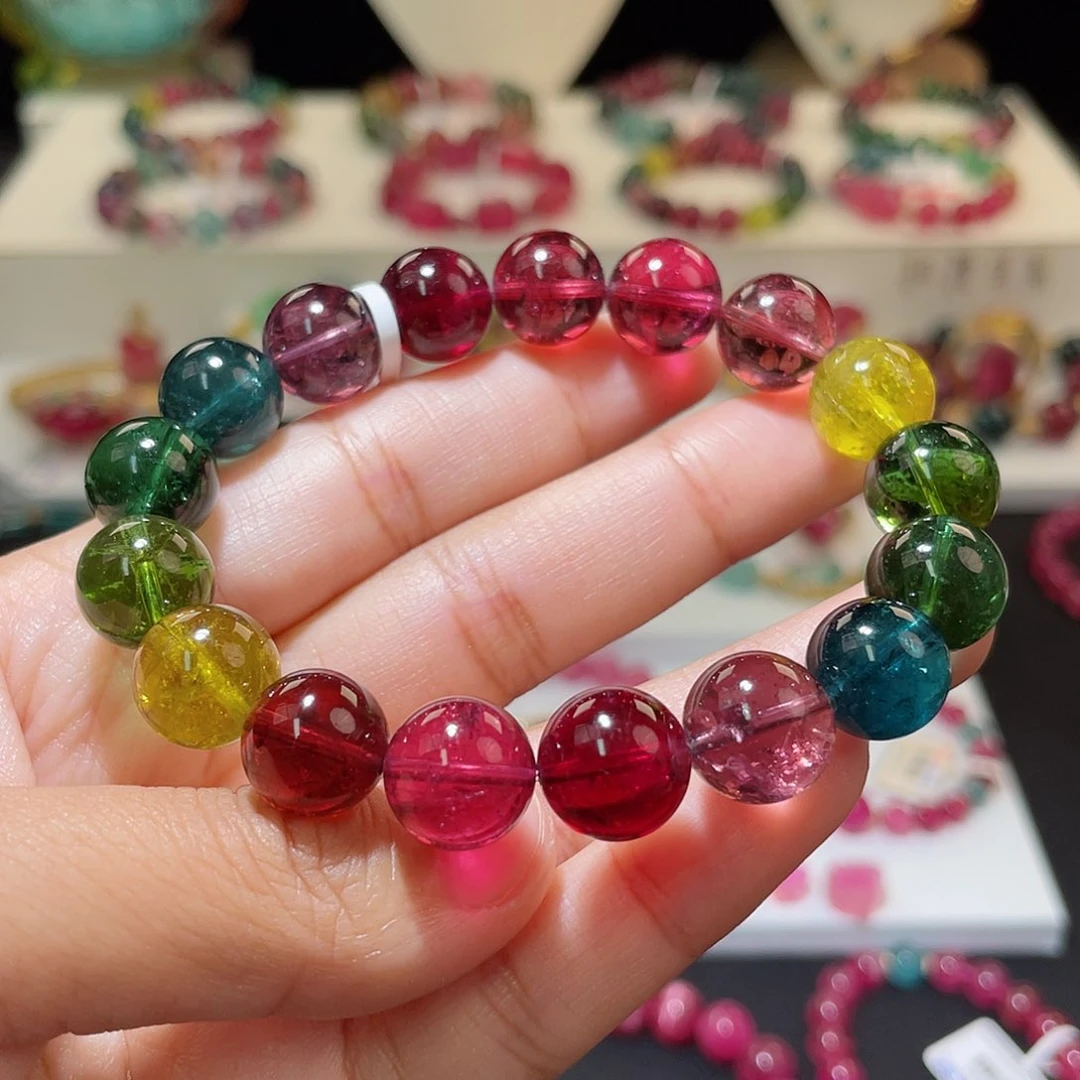 碧玺手链未镶嵌 传承级 彩虹色标11.5mm