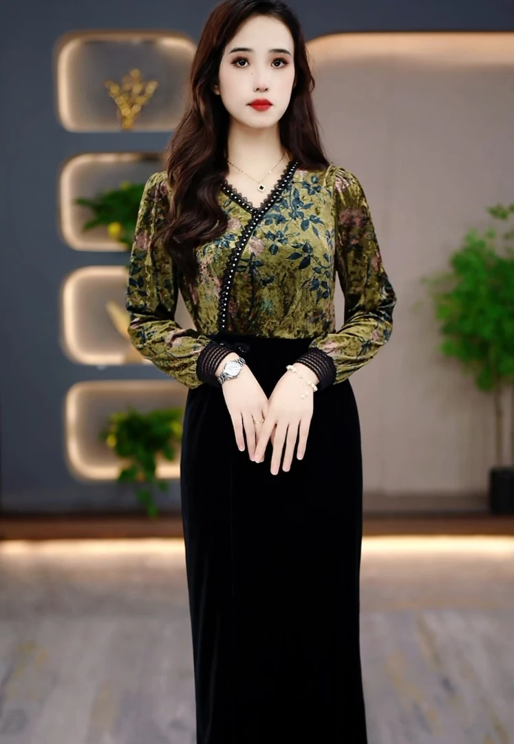 秋季气质妈妈装2025时尚秋季连衣裙百搭修身显瘦MY24Y657